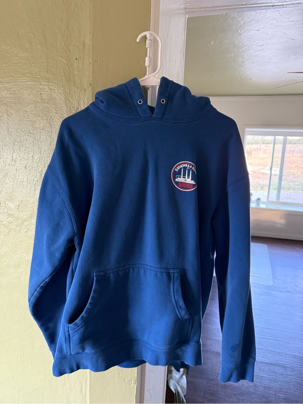 Men's Navy Hooded Pullover Sweatshirt with Small Chest Logo